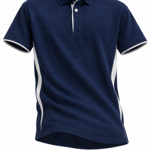Collar T- Shirt End Sleeve Piping with Patch