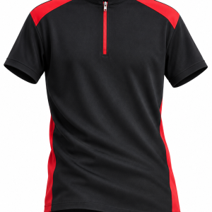 Mandarin Collar T-Shirt Metal Zip & Patch